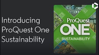 Introducing ProQuest One Sustainability [upl. by Moreta]