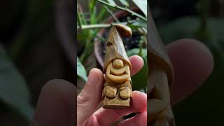 Smiling little gnome whittling gnome woodcarving [upl. by Maryjane]