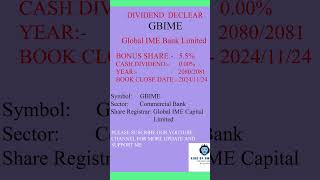 GBIME DIVIDEND 208081bonusshare stockmarket [upl. by Kcirednek249]