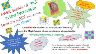 3x3 Magic Square for Medium Level  Directional Method [upl. by Euqinomahs]