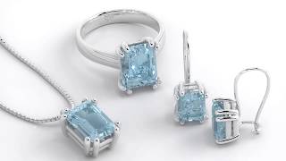 Set de bijuterii FIRESC din aur alb de 18kt cu aquamarine Cod A102B [upl. by Pooley]