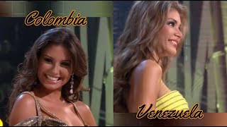 DAYANA MENDOZA VS TALIANA VARGAS SHOWDOWN VENEZUELA VS COLOMBIA FACEOFF AT MISS UNIVERSE 2008 [upl. by Abijah478]