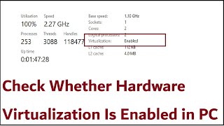 How To Check Whether Hardware Virtualization Is Enabled On Windows 1011 PC Or Not [upl. by Annahsirhc]