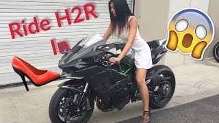 Biker Girl Rides Kawasaki Ninja H2R in Heels [upl. by Vittorio402]