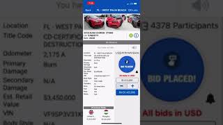 Copart Bugatti Chiron Insane bidding War [upl. by Luapsemaj]