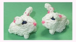 Rainbow Loom Charms 3D Bunny Crazy Loom  bands Fun Loom [upl. by Luella]