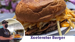 Trying the MASSIVE 56 Xcelerator Burger at Knotts [upl. by Gittel]