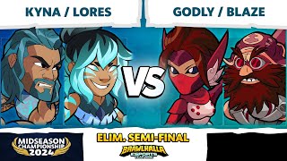 Godly amp Blaze vs Lores amp Kyna  Elimination SemiFinal  Brawlhalla Midseason Championship  LAN 2v2 [upl. by Nnaeoj]