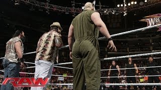 The Shield and The Wyatt Family stare each other down Raw Feb 10 2014 [upl. by Adidnere]