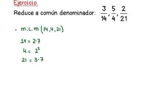 Reducción de fracciones a comun denominador [upl. by Aicenod81]
