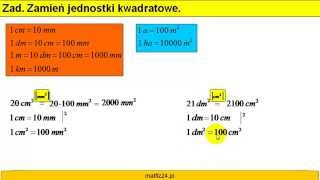 Zamiana jednostek kwadratowych  Matfiz24pl [upl. by Ahseer895]