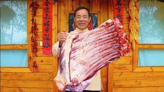 Huge Yak Ribs Cooked in Sweet and Sour Flavor Crispy and Chewy Rare Taste  Uncle Rural Gourmet [upl. by Anama483]