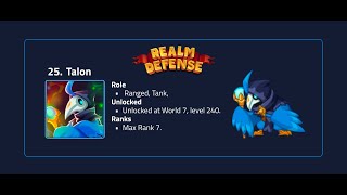 Talon Review  Realm Defense  New Hero Talon Review With Stats and Ranks [upl. by Agnew712]