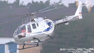 MesserschmittBölkowBlohm Bo105  Airbus Helicopters DHDFU  takeoff at Manching Air Base 2160p [upl. by Ynotna]