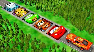 Mega Pits With McQueen And Friends Vs Lightning McQueen And Huge amp Tiny PIXAR CARS BeamNG Drive [upl. by Anirt]