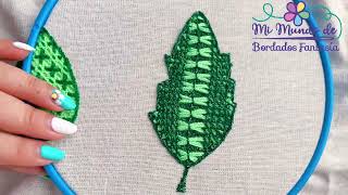 Bordado 33 Bordado Hoja 8 embroidery tutorial pasoapaso [upl. by Ashien]