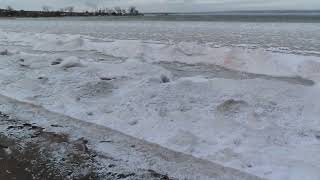 Cool trail of ice formed on Lake Superior [upl. by Elatnahc]