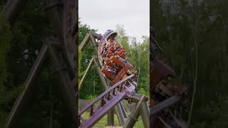 Toutatis first launch toutatis parcasterix intamin coaster coasters rollercoaster [upl. by Gabbey]