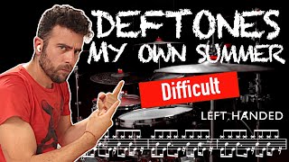 Deftones  My own summer  Drum cover  Left Handed with scrolling drum score [upl. by Ahsinet]