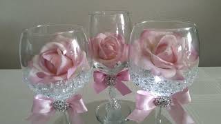 DIY  LIGHT UP WINE GLASS CENTERPIECE  INEXPENSIVE DIY  BLING AND GLAM DECOR [upl. by Palgrave863]