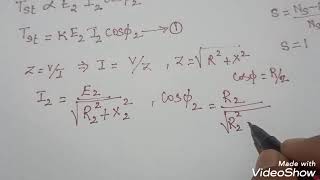 Starting Torque of an Induction Motor Condition for Max starting Torque Tamil [upl. by Candyce89]