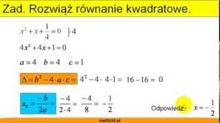 Rozwiąż równanie kwadratowe  Liczenie delty i pierwiastków  Matfiz24pl [upl. by Maxma]