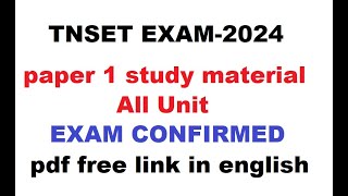 TNSET EXAM ALL UNIT paper 1 study material pdf free download in English [upl. by Didi]