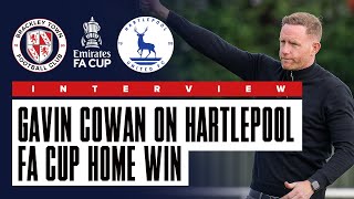 Interview Gavin Cowan on Brackley Town 31 Hartlepool United  FA Cup 4th Round Qualifying Replay [upl. by Haelem]