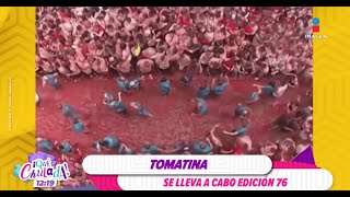 La Tomatina celebra su edición 76 en las calles de España  Qué Chulada [upl. by Ahtilat548]