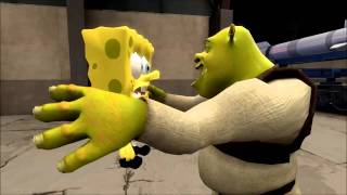 SFM Spongebob meets shrek  First animation k [upl. by Frasco]