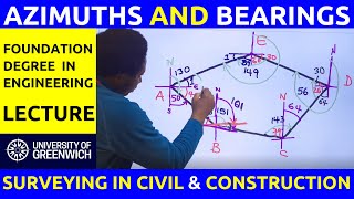 Azimuths and Bearings Traverse Surveying A Complete Solved Land Problem in Civil amp Construction [upl. by Osugi]