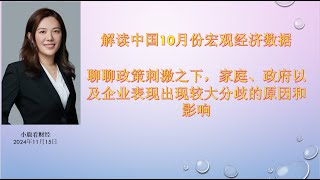 小鹿看财经11月15日：受政策刺激，10月中国经济多项指标明显改善，但也出现明显分歧，其中家庭及政府端加速上行，但企业端房地产投资加速下行，工增有所弱化，政策一月游或将重新出现 [upl. by Edison]