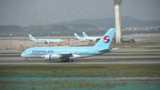 Full HD Korean Air A380 Landing at Incheon International Airport ICNRKSI [upl. by Ettennor]