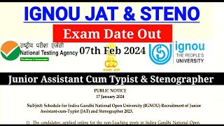 IGNOU JAT amp STENO Exam Date 2024IGNOU Junior Assistant Cum typist Admit Card IGNOU Stenographer [upl. by Sylvester947]