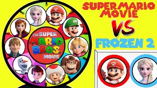 Super Mario Bros The Movie VS Frozen Spinning Wheel Game Punch Box Surprises [upl. by Eanej]