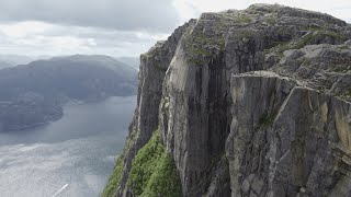 Pulpit Rock Preikestolen 🌎 Norway  4K Drone Video [upl. by Aratal]