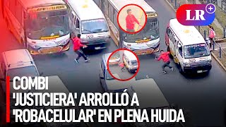 Combi EMBISTIÓ a DELINCUENTE en plena HUIDA tras ROBAR CELULAR de BUS en Santa Anita  LR [upl. by Yahs]