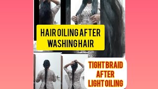 Hair oiling after shampoo tightbraidatoiledhair getridofffreezyhair hairoilingafterhairwash [upl. by Leola]