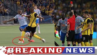 Aaron Wan Bissaka RED CARD vs Young Boys for reckless challenge in Champions League [upl. by Muhcan]