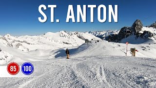 Skiing 42km long run from Schindler Spitze via pistes 85 and 100 in St Anton Ski Arlberg [upl. by Karalynn]