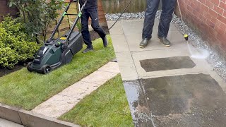 Pressure Washing and Lawn Care on a Small Garden [upl. by Millard]