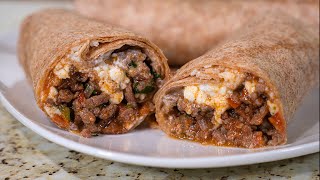 Burritos De Picadillo  Recetas Mexicanas Faciles [upl. by Nivat]