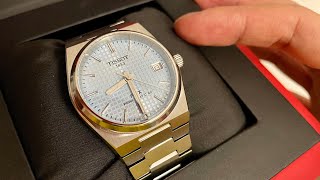 UNBOXING TISSOT PRX POWERMATIC 80  Ice Blue 35mm [upl. by Wenn]