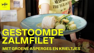 Gestoomde zalmfilet met groene asperges en krieltjes  Spring Steam  Sofie Dumont [upl. by Muraida]