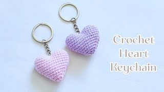 Crochet Heart Keychain  Crochet Heart  Crochet Keychain  Tutorial [upl. by Mace496]