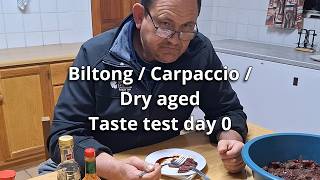 Biltong Carpaccio Dry aged Taste test day 0 [upl. by Rebmac73]