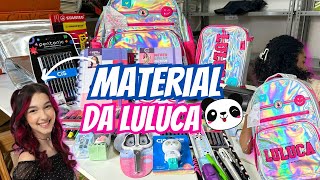 MATERIAL ESCOLAR DA LULUCA 🐼💜  VOLTA AS AULAS 2024 [upl. by Ydnab]