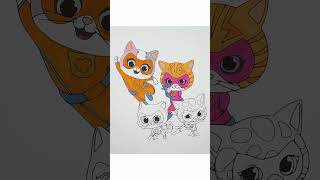 SuperKitties  Coloring Buddy Bitsy Ginny amp Sparks disneyjunior coloring shorts [upl. by Cordle]