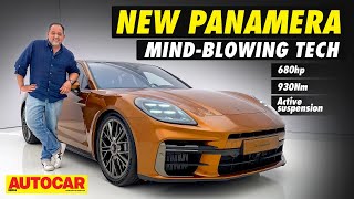 2024 Porsche Panamera  Stronghybrid sports sedan loaded with tech  Walkaround  Autocar India [upl. by Aserat]