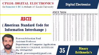 DIGITAL ELECTRONICS – LECTURE 35 – ASCII REPRESENTATION  BCA SEM1 [upl. by Ainadi]